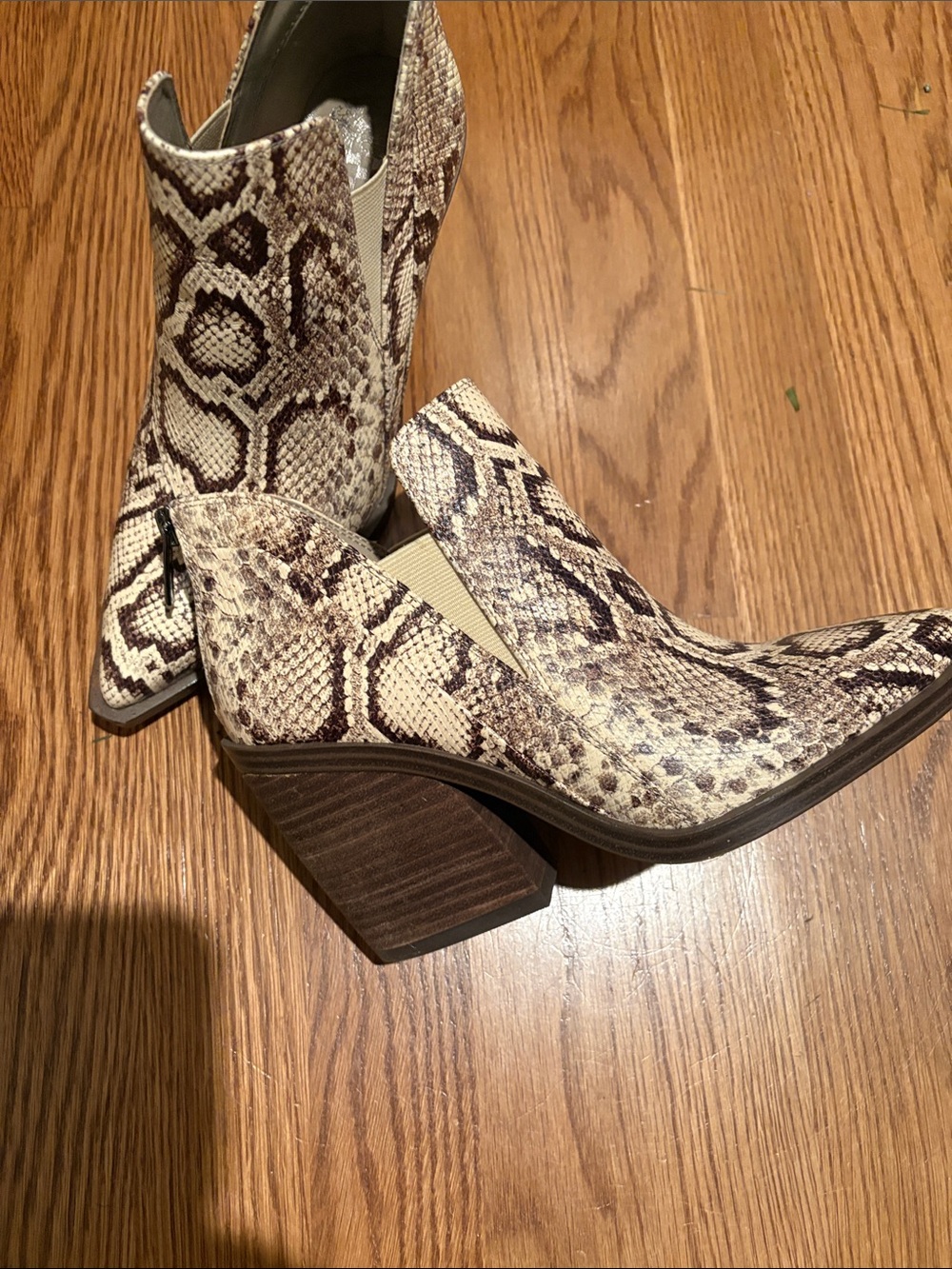 Vince Camuto Women's Snake Print Ankle Boots - Beige/Brown